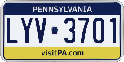 PA license plate LYV3701