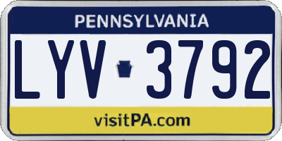 PA license plate LYV3792