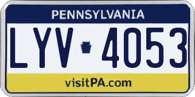 PA license plate LYV4053