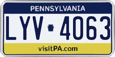 PA license plate LYV4063