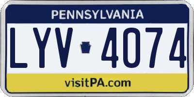 PA license plate LYV4074