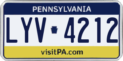 PA license plate LYV4212