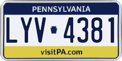 PA license plate LYV4381