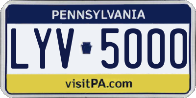 PA license plate LYV5000