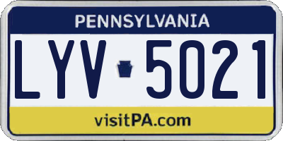 PA license plate LYV5021