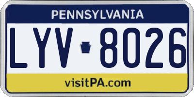 PA license plate LYV8026