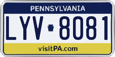PA license plate LYV8081