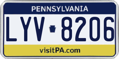 PA license plate LYV8206