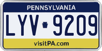 PA license plate LYV9209