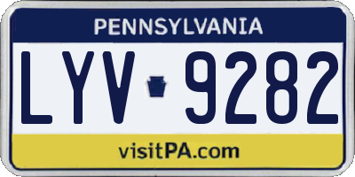 PA license plate LYV9282
