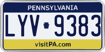 PA license plate LYV9383
