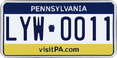 PA license plate LYW0011