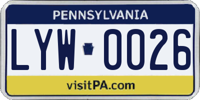 PA license plate LYW0026