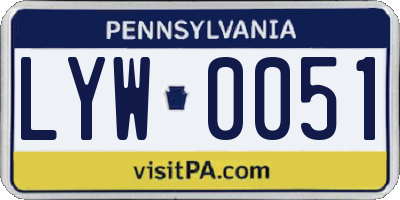 PA license plate LYW0051