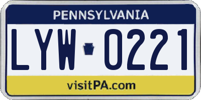 PA license plate LYW0221