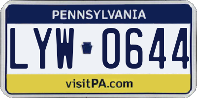 PA license plate LYW0644