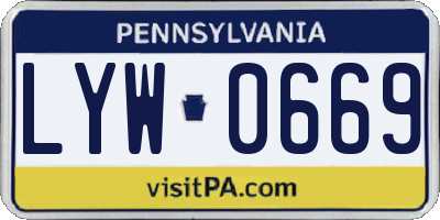 PA license plate LYW0669