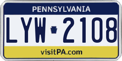 PA license plate LYW2108