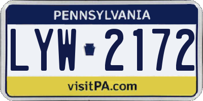 PA license plate LYW2172