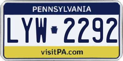PA license plate LYW2292