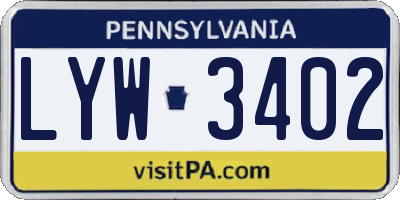 PA license plate LYW3402
