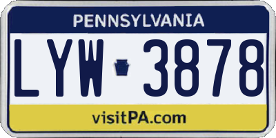 PA license plate LYW3878