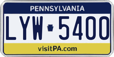 PA license plate LYW5400