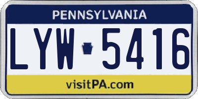 PA license plate LYW5416