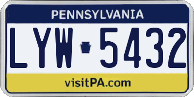 PA license plate LYW5432
