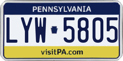 PA license plate LYW5805