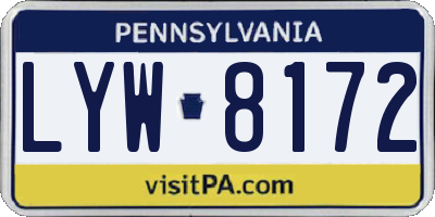 PA license plate LYW8172