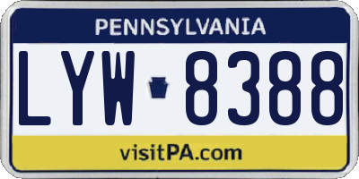 PA license plate LYW8388