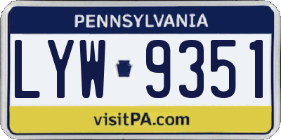 PA license plate LYW9351