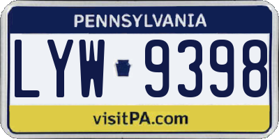 PA license plate LYW9398