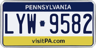 PA license plate LYW9582