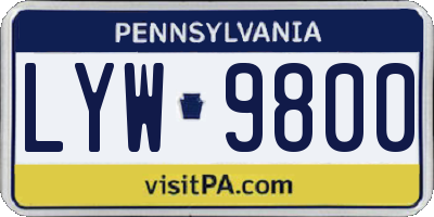 PA license plate LYW9800