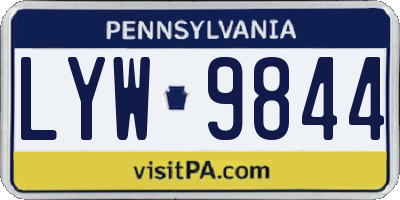 PA license plate LYW9844