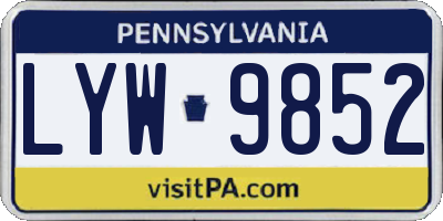 PA license plate LYW9852