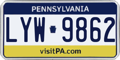 PA license plate LYW9862