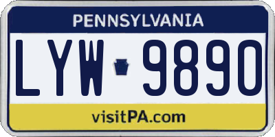 PA license plate LYW9890