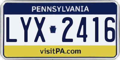 PA license plate LYX2416
