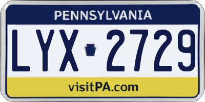 PA license plate LYX2729