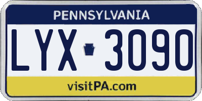 PA license plate LYX3090
