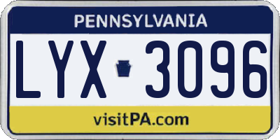 PA license plate LYX3096
