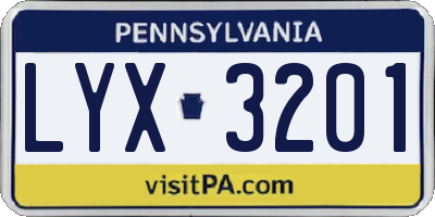 PA license plate LYX3201