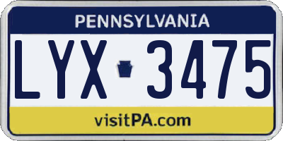 PA license plate LYX3475