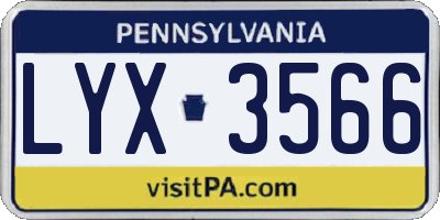 PA license plate LYX3566