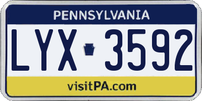 PA license plate LYX3592