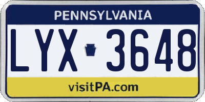 PA license plate LYX3648