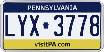 PA license plate LYX3778